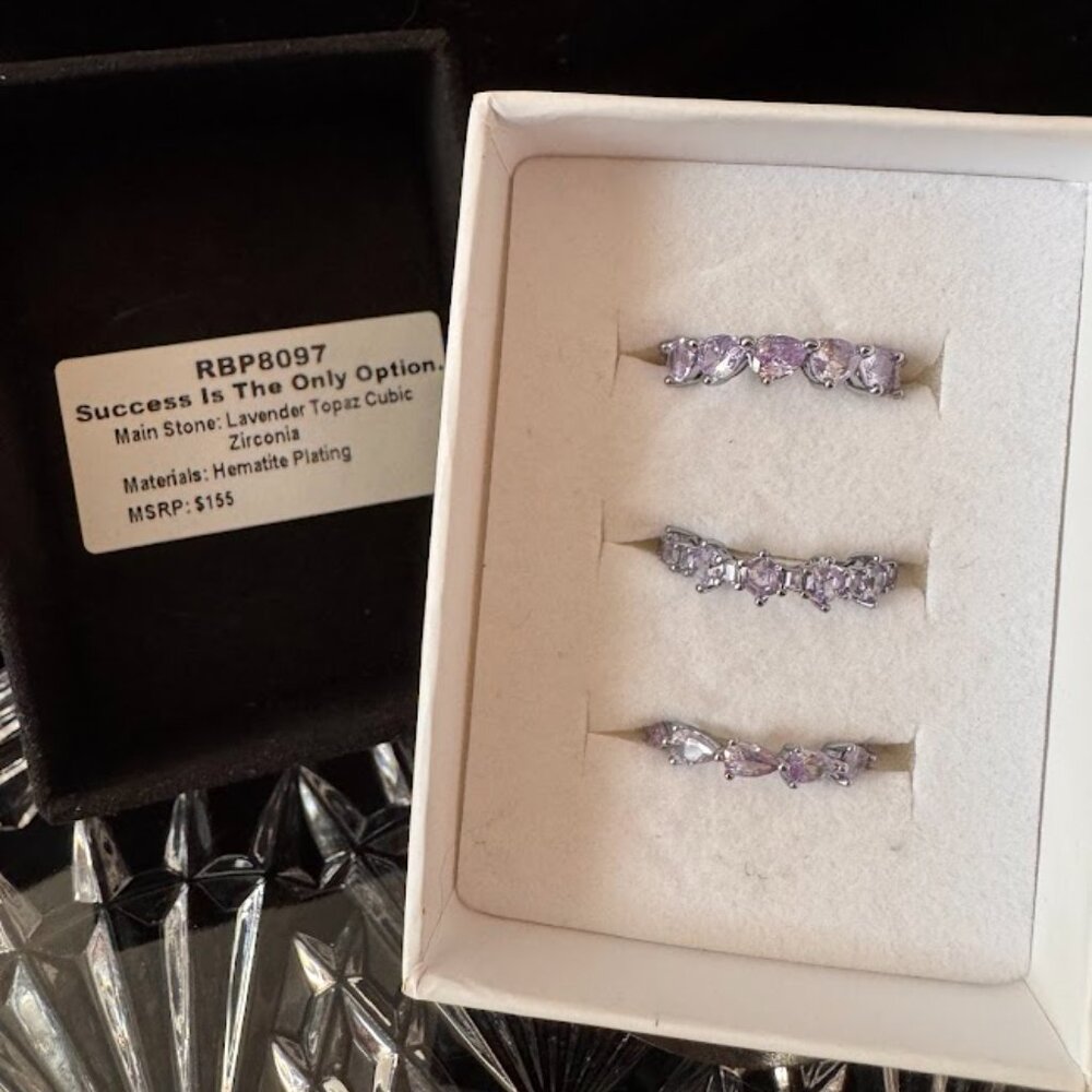 Bomb Party Luxe Bands Success Is The Only Option Lavender Topaz CZ on Hema sz 5